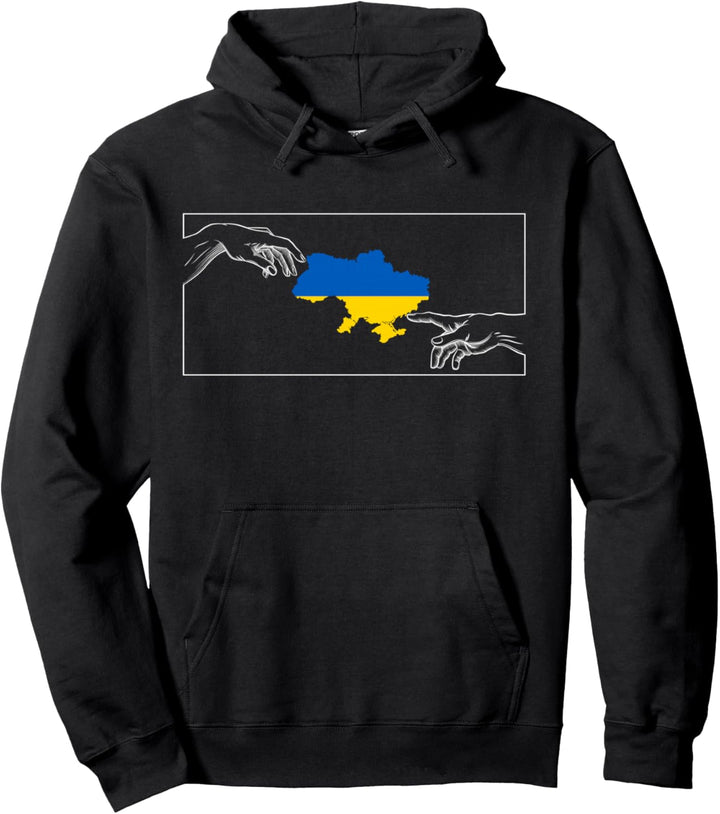 Silhouette Ukrainische Flagge Michelangelo Hände Ukraine Pullover Hoodie