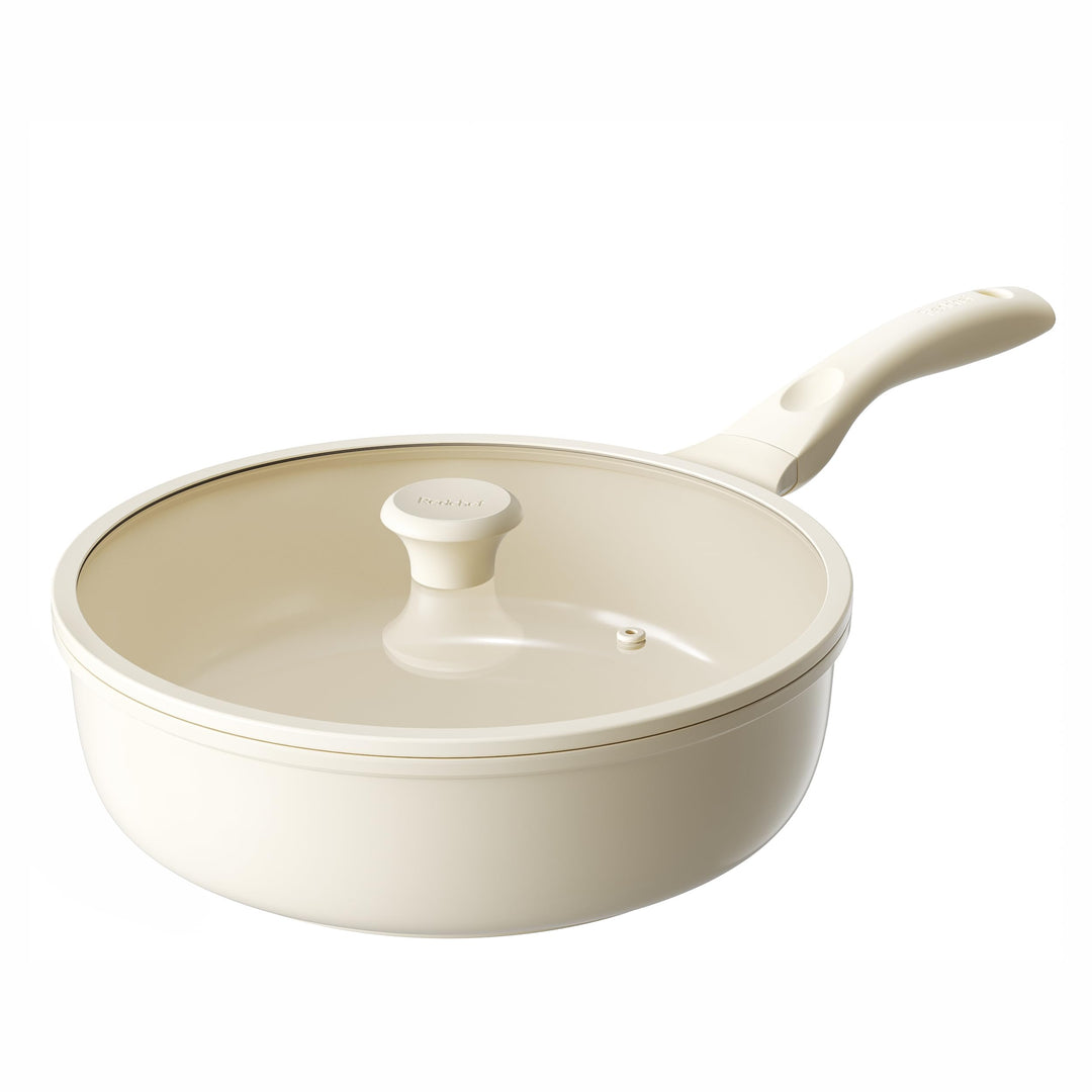 Redchef Pfanne 28cm mit Deckel, Keramik Antihaft Bratpfanne Induktion, Omelette Pfanne mit allen Her