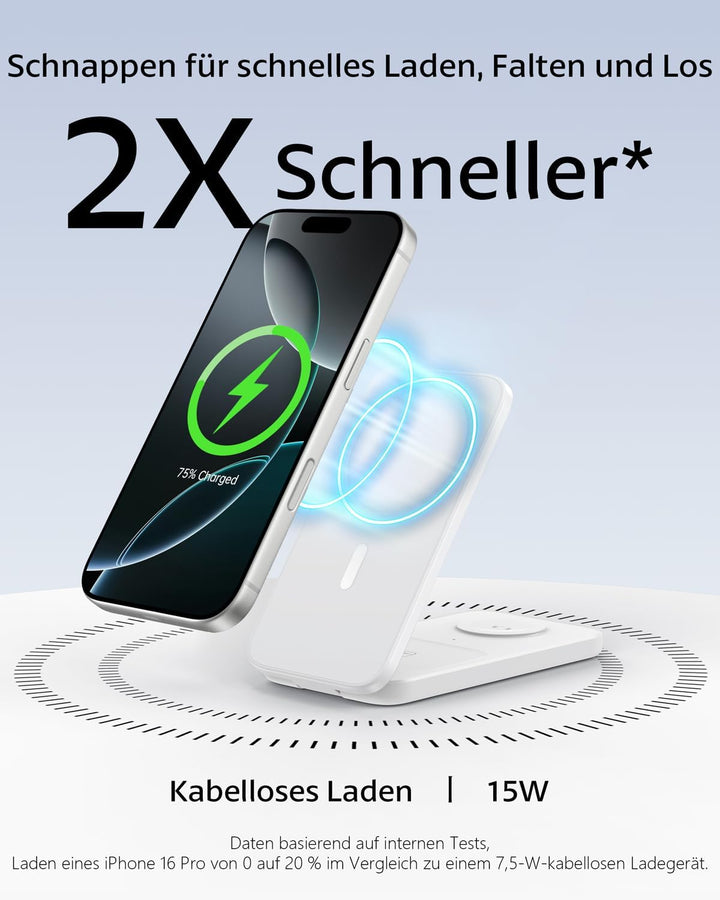 Ladestation Apple Watch und iPhone, Magnetische 3 in 1 Ladestation für iPhone 17/16/15/14/13/12 Seri
