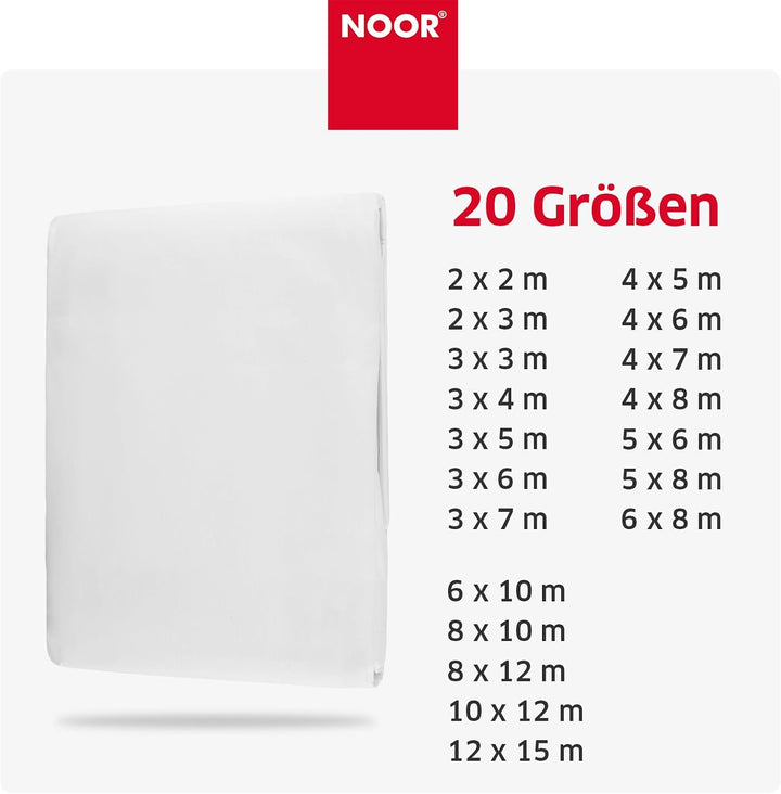 NOOR Abdeckplane SUPER 200g/m² Weiss I 3 x 3 m I Allzweckplane für Schutz vor Witterung I Ideal geei