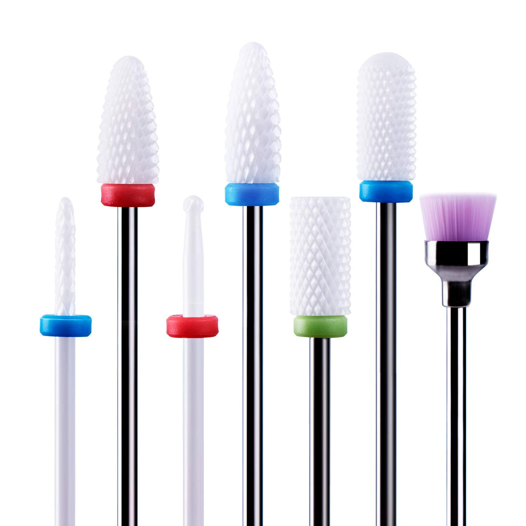 MelodySusie 7x Premium Keramik Bits Set Professioneller Schleifkörper Schleifkopf Nagelfräser Aufsät