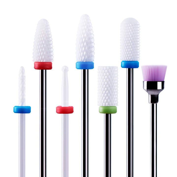 MelodySusie 7x Premium Keramik Bits Set Professioneller Schleifkörper Schleifkopf Nagelfräser Aufsät
