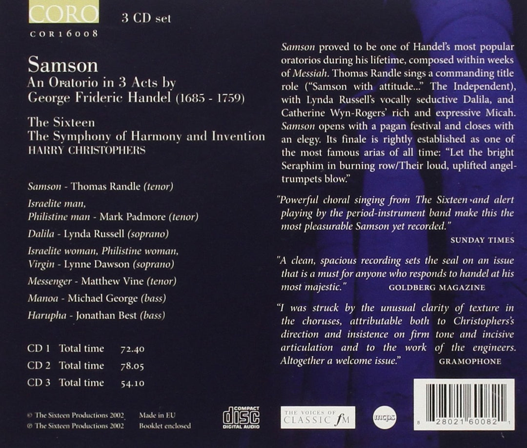 Händel: Samson HWV 57, Audio-CD
