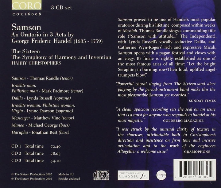 Händel: Samson HWV 57, Audio-CD