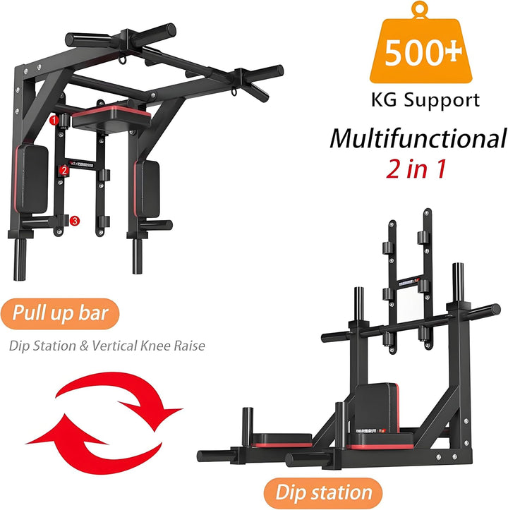 Multifunktionelle Klimmzugstange für die Wandmontage Dip Station 2 in1 Pull Up Bar Wand Belastbarkei
