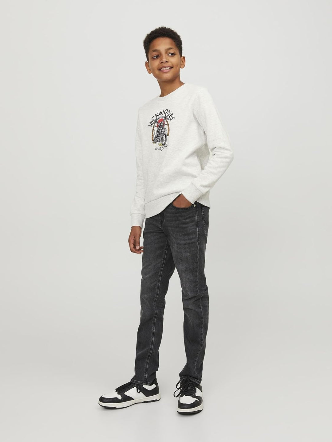 JACK &amp; JONES Boy Slim Fit Jeans JJIGLENN JJIORIGINAL SQ 590 JNR Slim Fit Jeans Junior 146 Black Deni