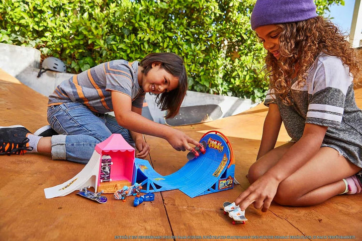 HOT Wheels Skate Vergnügungspark Skateset - Fingerboard &amp; Skateschuhe, mit 360-Grad-Action, Stunt-Hi