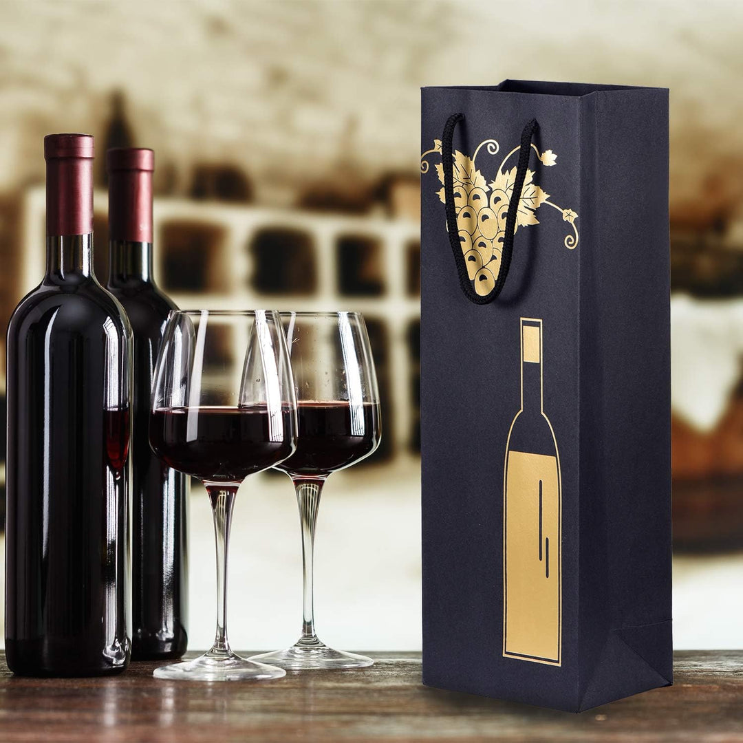 10 Flaschentüten Geschenktüten für Weingeschenke wie Wein Prosecco und Champagner Flasche und Rebe,
