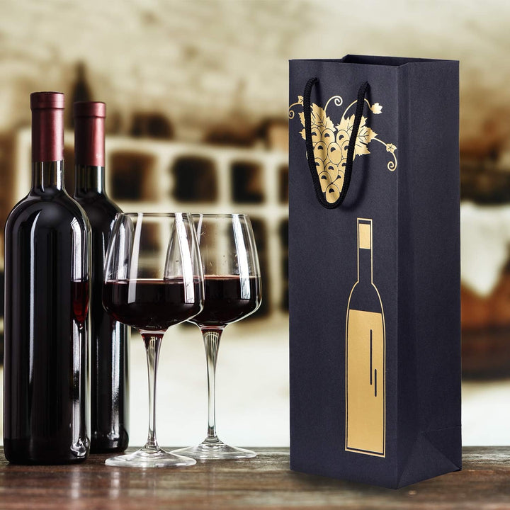 10 Flaschentüten Geschenktüten für Weingeschenke wie Wein Prosecco und Champagner Flasche und Rebe,