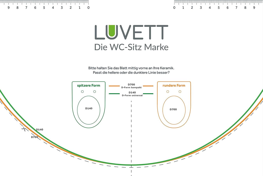 LUVETT® WC-Sitz mit Absenkautomatik D140 D-Form Soft Close® & TakeOff EasyClean Abnahme, hygienisch