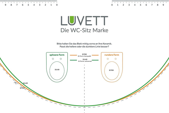 LUVETT® WC-Sitz mit Absenkautomatik D140 D-Form Soft Close® & TakeOff EasyClean Abnahme, hygienisch