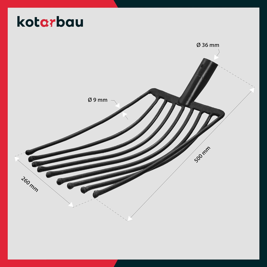 KOTARBAU® Forke 9 Zinken Heugabel Mistgabel Mistforke Gartengabel Gartenforke Dunggabel Spatengabel
