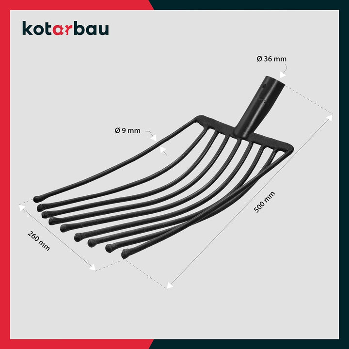 KOTARBAU® Forke 9 Zinken Heugabel Mistgabel Mistforke Gartengabel Gartenforke Dunggabel Spatengabel