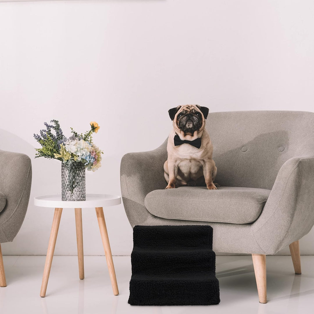 Relaxdays Hundetreppe 3 Stufen, kleine &amp; grosse Hunde, Bett &amp; Couch, Stoffbezug, Tiertreppe innen, H