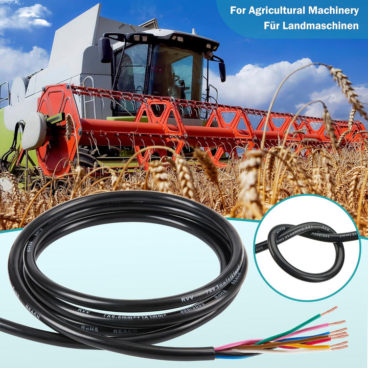 8 Pin Anhänger Kabel 8 Core 5M Abschleppkabel für Anhänger, 12V 24V Fahrzeugleitung 8 Adriges Kabel