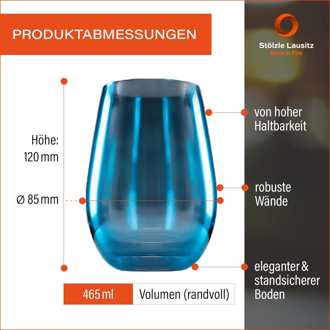 Stölzle Lausitz Longdrinkbecher Mirror Blau / 6er Set Trinkgläser/Cocktailgläser/hochwertiges Longdr
