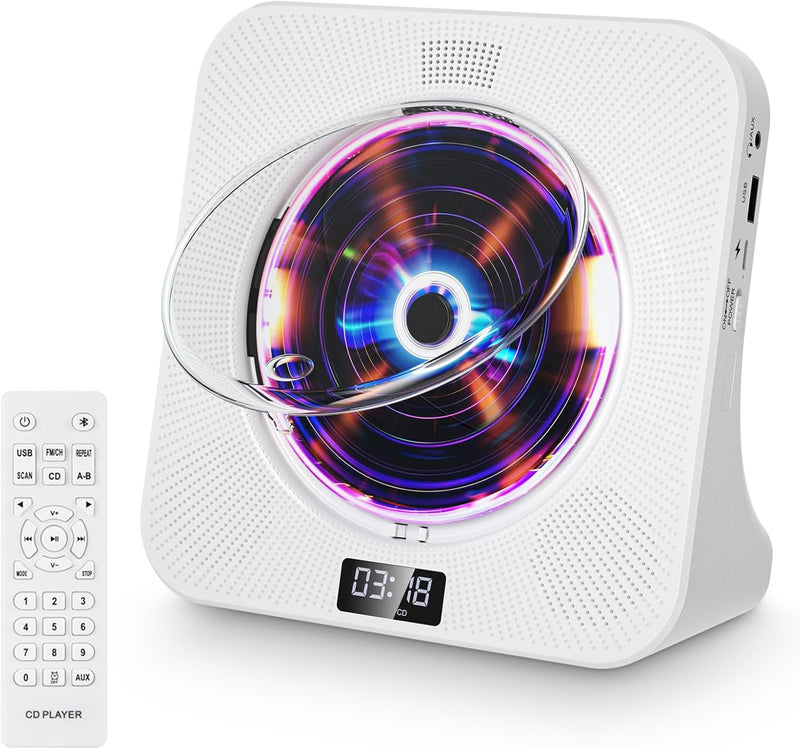 Qoosea Desktop CD Player Bluetooth CD-Spieler mit Lautsprechern für Zuhause Tragbarer CD-Player mit