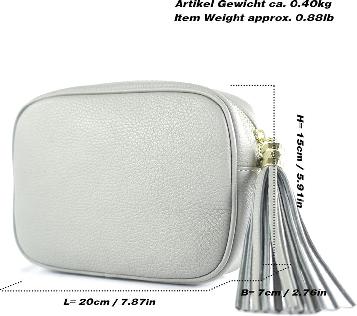 modamoda de - T240 - kleine Umhängetasche aus ital. Echtleder Lila, Lila