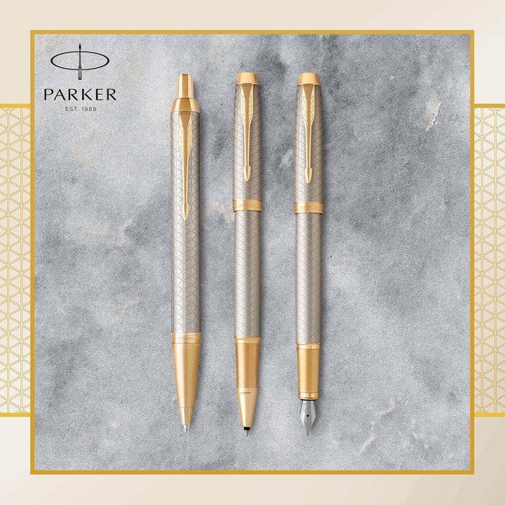 Parker IM Tintenroller - Premium Warm Silver - feine Spitze - Schwarz - Geschenkbox Premium Warm Sil