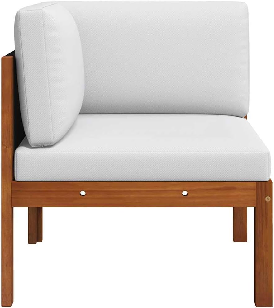 vidaXL 2X Akazienholz Massiv Garten Ecksofa mit Auflagen Sofa Lounge Gartensofa Sessel Gartensessel