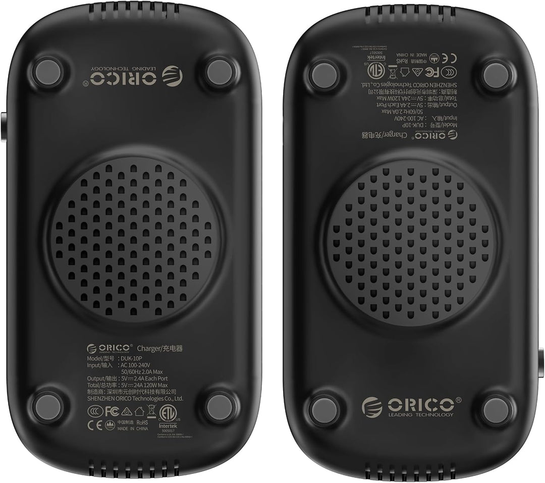 ORICO 120W Ladestation für Mehrere Geräte, Neues Upgrade 10 Ports Smart USB Ladestation mit Kühlvent