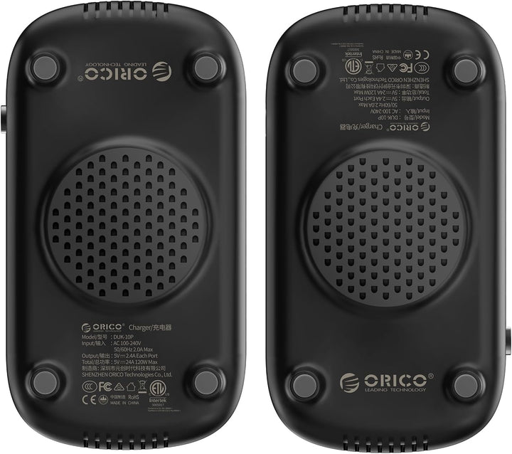 ORICO 120W Ladestation für Mehrere Geräte, Neues Upgrade 10 Ports Smart USB Ladestation mit Kühlvent