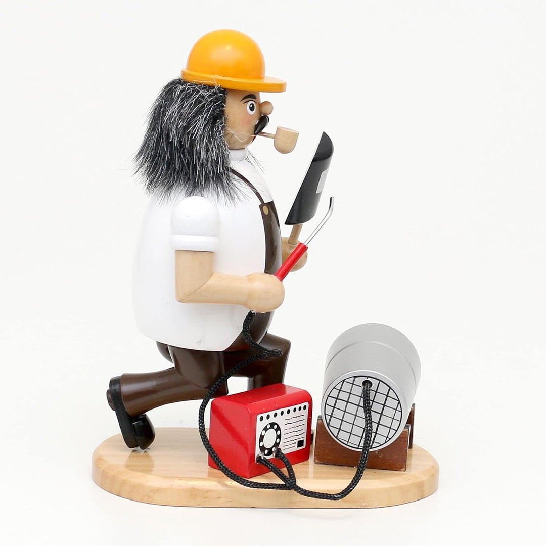 Dekohelden24 Holz Räuchermann/Räuchermännchen als Schweisser, mit Schweissgerät, L/B/H: 15 x 10 x 19