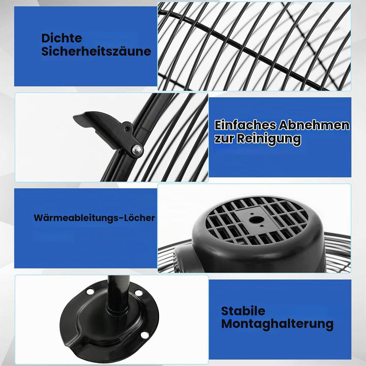 SOARS Wandventilator Ø56cm, 120W Ventilator Wand mit 3 Geschwindkeitsstufen, 30°Vertikalwinkel &amp; aut