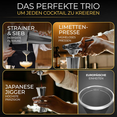 EMPATION Cocktail Set [TESTSIEGER] 750ml Boston Cocktail Shaker - leicht zu öffnen & kein Verklemmen