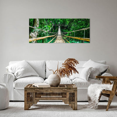 Panorama Bilder auf Leinwand 100x40cm Leinwandbild Gehweg Baum Holz Steg Gross Wanddeko Bild Schlafz