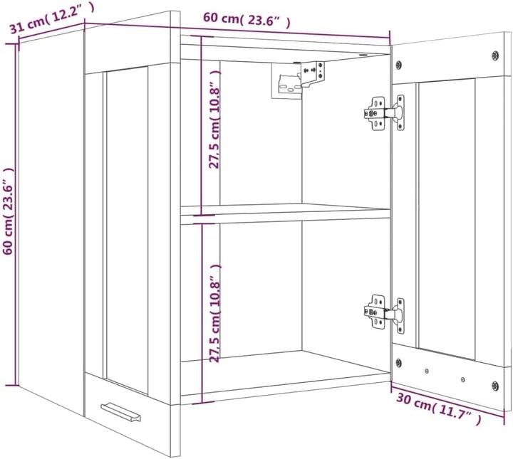 Hängeschrank Glas Grau Sonoma 60x31x60 cm Holz KüChenschrank HäNgeschrank KüChe Vorratsschrank Schra