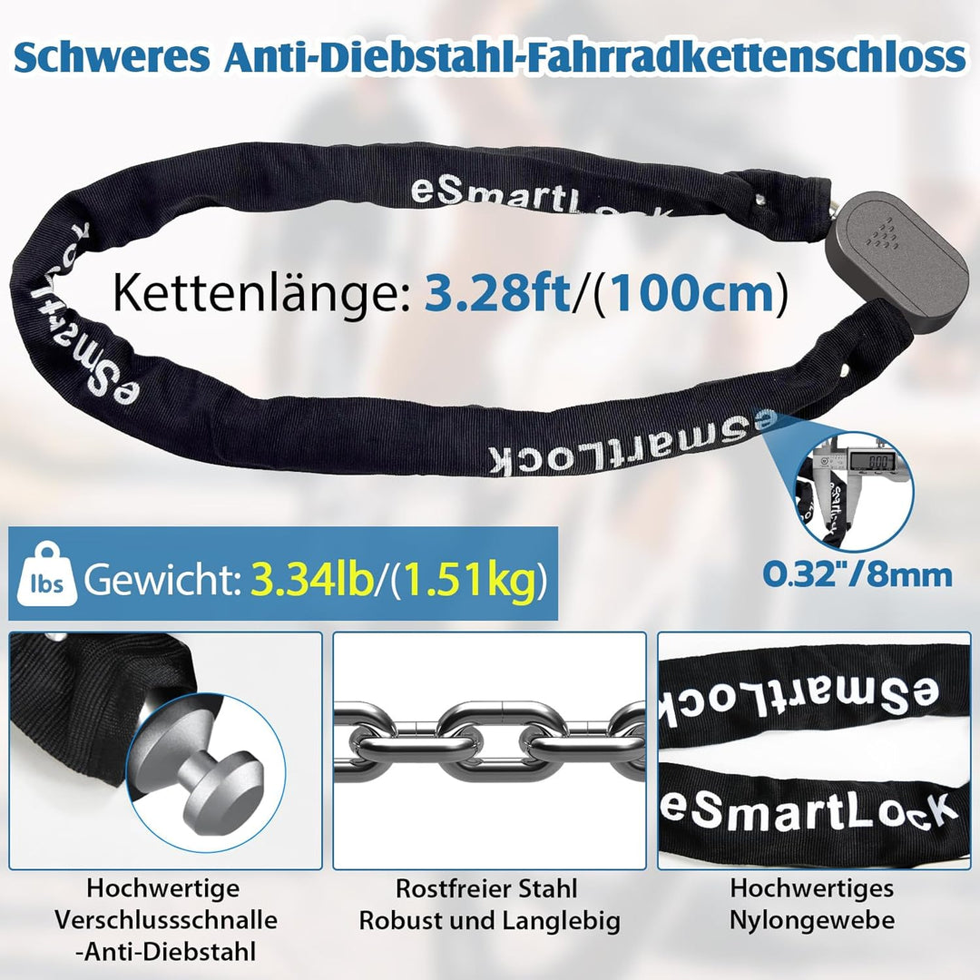 fahrradschloss hohes diebstahlrisiko Anweller Fahrradschloss Fingerabdruck mit Schlüssel, 100cm 8mm Dicker –  techstudio.ch
