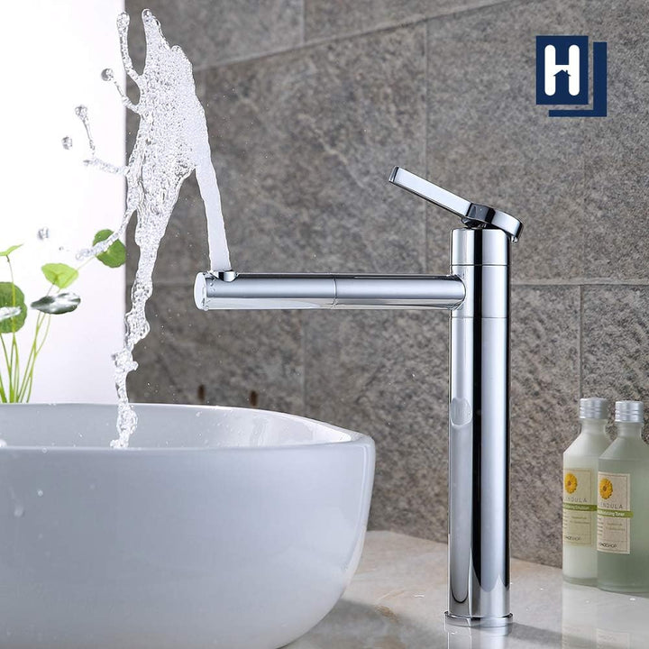 HOMELODY Waschtischarmatur Hoch mit 360°drehbarer Auslauf & Körper - Edelstahl Wasserhahn Bad mit 21