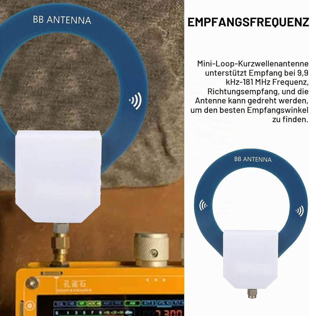 Schleifenantenne, 9.9 KHz-181MHz Kleine SW Runde Antenne, Tragbare Rotierbare FM Shortwave Richtungs