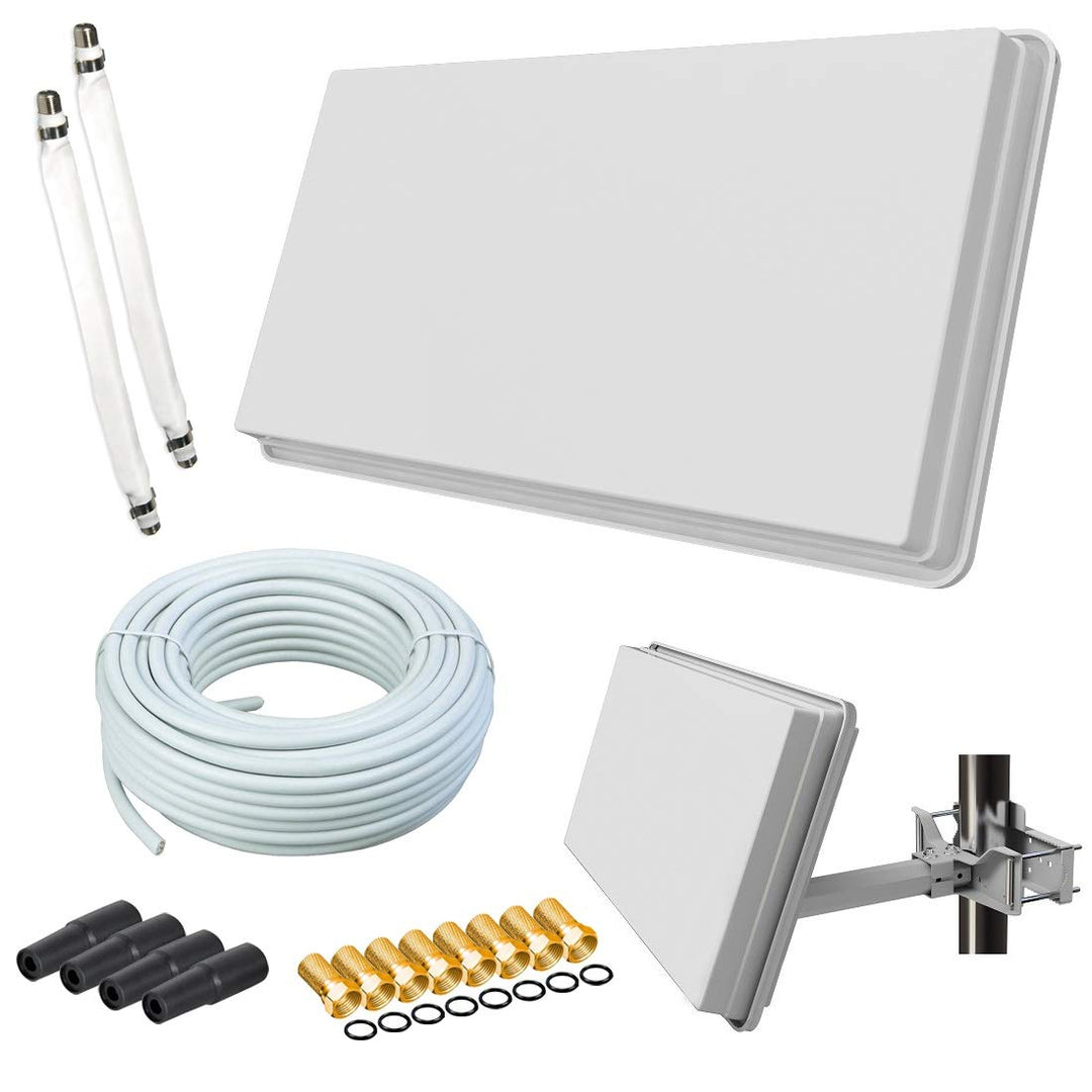 netshop 25 Selfsat H30D2+ Flachantenne Twin mit Fensterhalterung + 20m Kabel Anschluss Set (2 Fenste