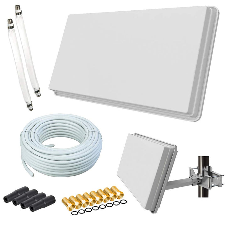 netshop 25 Selfsat H30D2+ Flachantenne Twin mit Fensterhalterung + 20m Kabel Anschluss Set (2 Fenste
