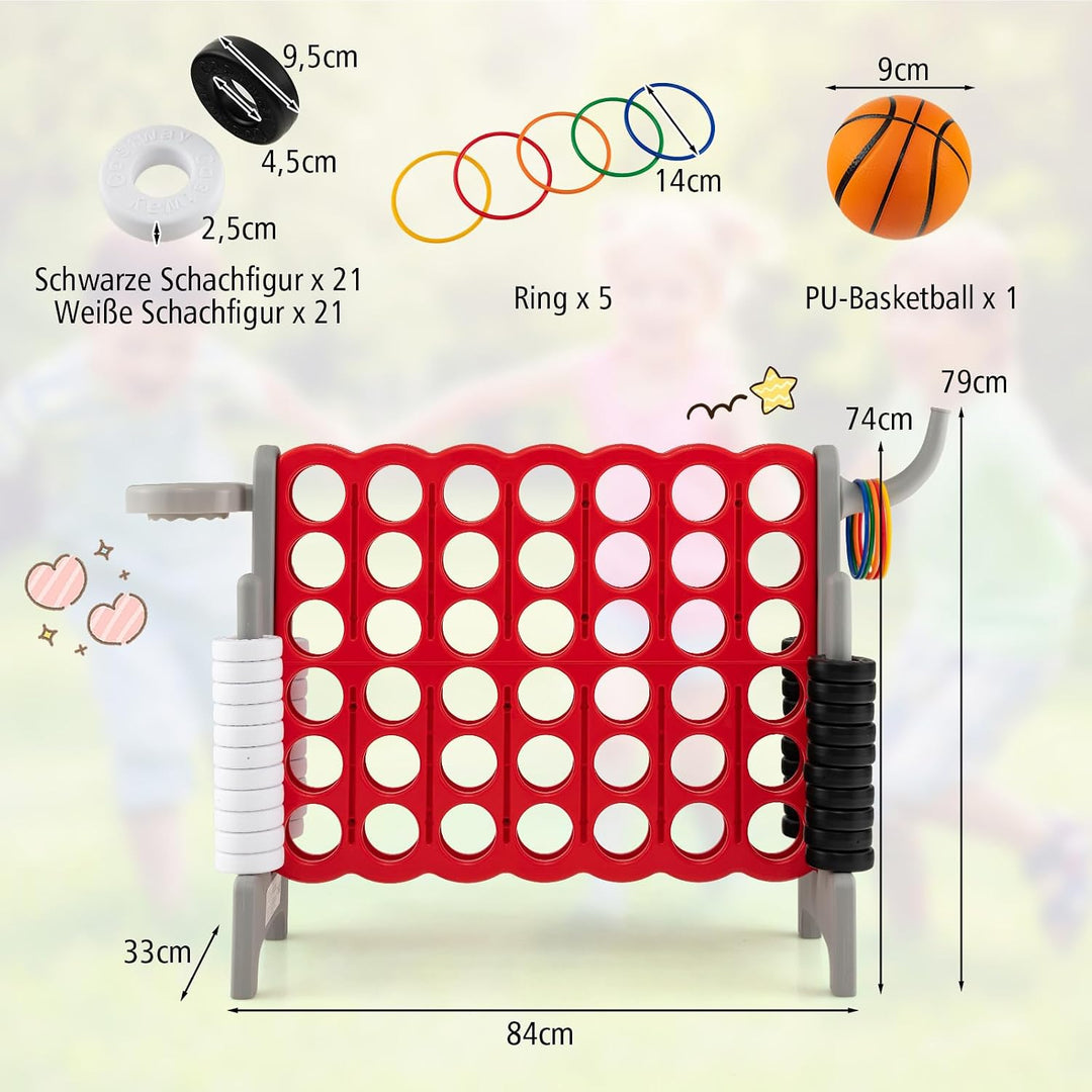 GOPLUS Riesiges 4 Gewinnt Spiel, Strategiespiel mit 42 Ringen, Basketballkorb &amp; Wurfspiel &amp; Schnells