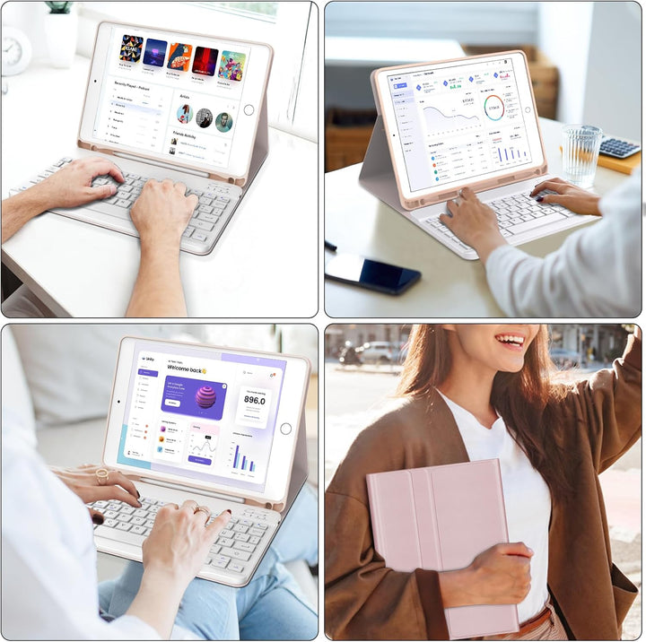 IVEOPPE Hülle mit Tastatur für iPad 6. Generation 9.7 Zoll, Magnetisch Abnehmbarer QWERTZ Bluetooth
