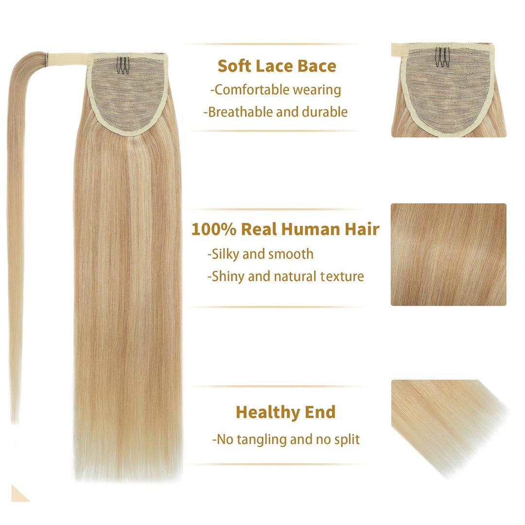 SEGO Ponytail Pferdeschwanz Haarteil Echthaar Zopf Extensions Haarverlängerung Clip in Pony Remy Hai