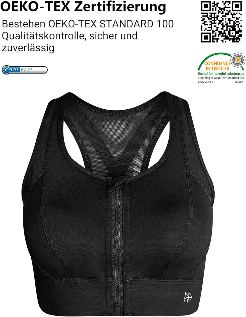 Yvette Starker Halt Sport BH Grosse Brüste mit Vorderverschluss Mesh Ringerrücken Ohne Bügel für Fit