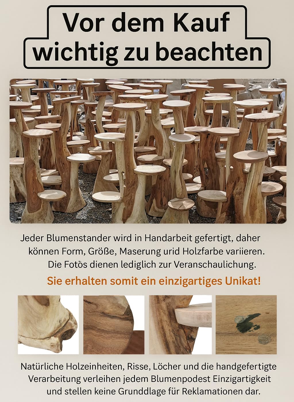 My-goodbuy24 Blumenständer Blumentreppe Blumenpodest Blumenhocker Pflanzen Blumen Deko Treppe Holz M