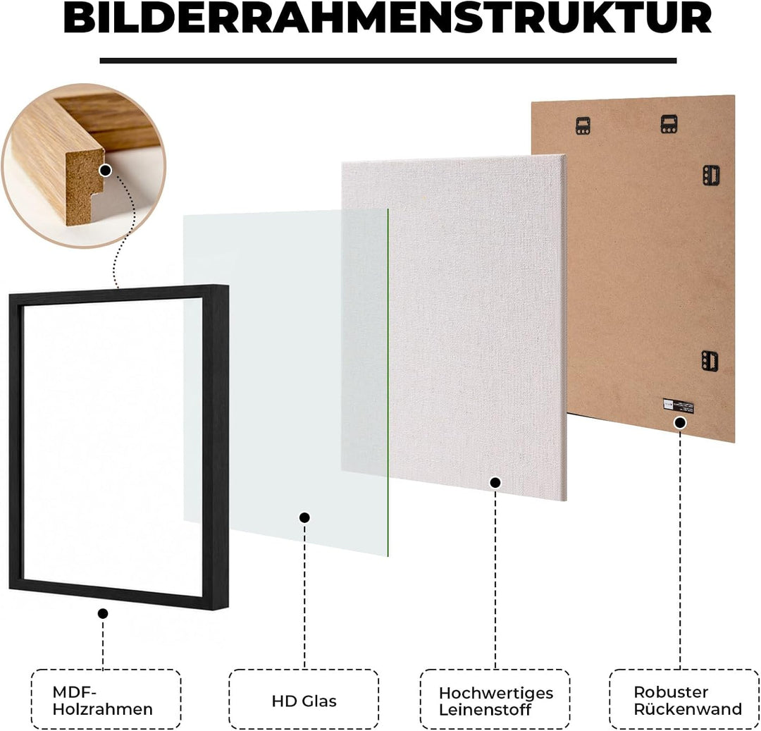 Muzilife 3D Bilderrahmen zum Befüllen Schwarz 40x50 cm, Holz Rahmen Objektrahmen Shadow Box mit Glas
