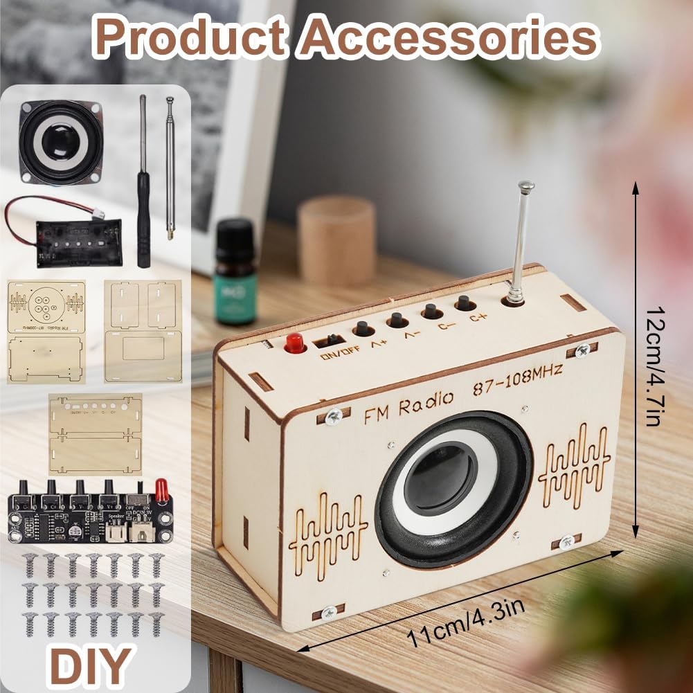 Radio Bausatz, DIY Set Holz Radio, Holz Experimente Wissenschaft für Kinder, Lautsprecher Bausatz mi