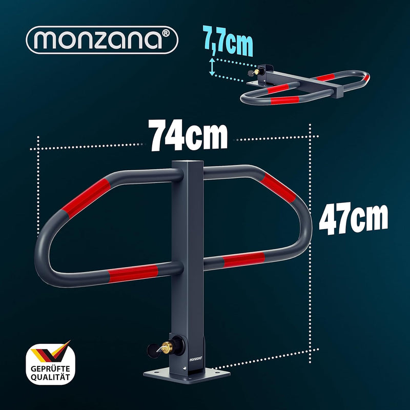 Monzana Parkplatzsperre 2 Schlüssel klappbar integriertes Schloss Stahl Robust Parkpfosten Parkplatz