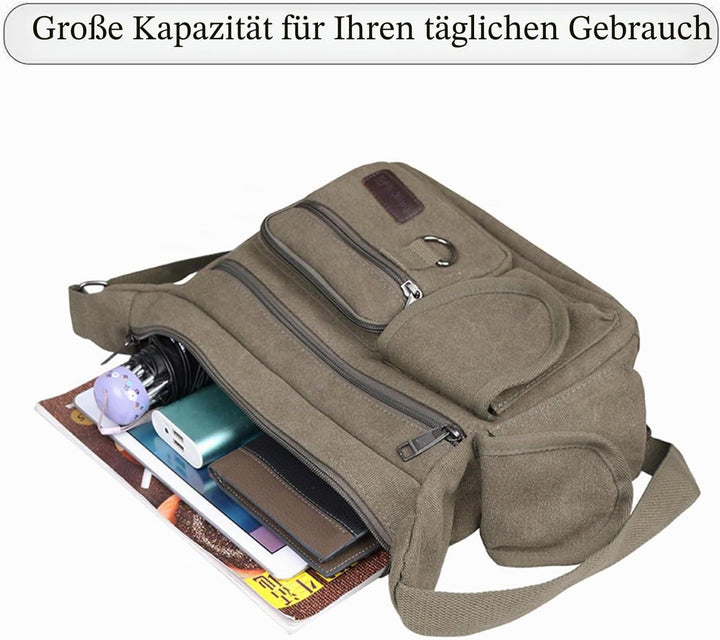 Wasserdicht Canvas Crossbody Tasche Umhängetasche Satchel Schulter Sling Arbeitstasche Bookbag für M