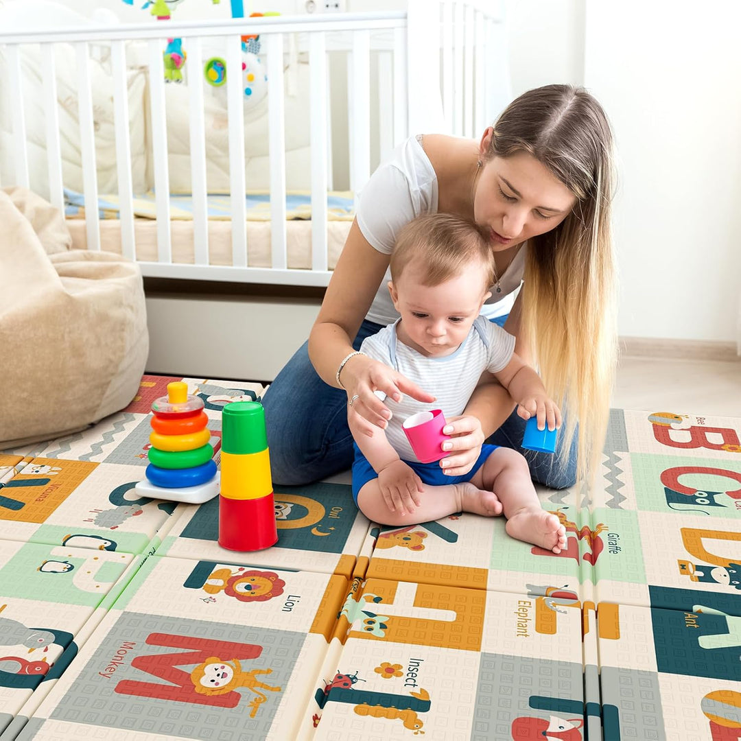 Dripex Krabbelmatte Baby Faltbar 150x180x1.5 CM Kinder Spielmatte Rutschfeste Krabbeldecke Wendbar G