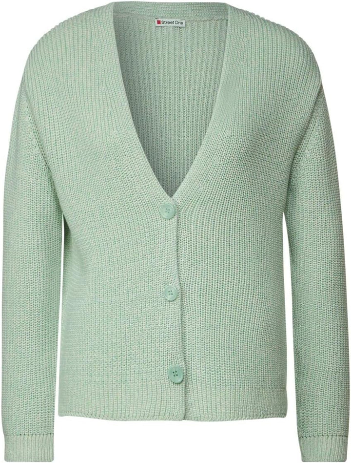 Street One Damen Grobstrick Cardigan 44 Hyper Brisk Green Melange, 44 Hyper Brisk Green Melange