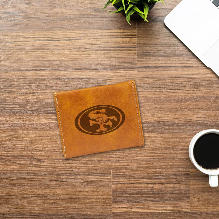 Rico Industries NFL Laser Engraved Tri-Fold Wallet, Brown San Francisco 49ers, San Francisco 49ers