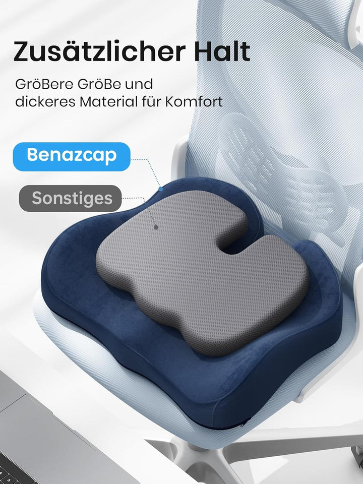Benazcap Memory Foam Sitzkissen für Steissbein Schmerzlinderung, Bürostuhlkissen, Ergonomisches Stei