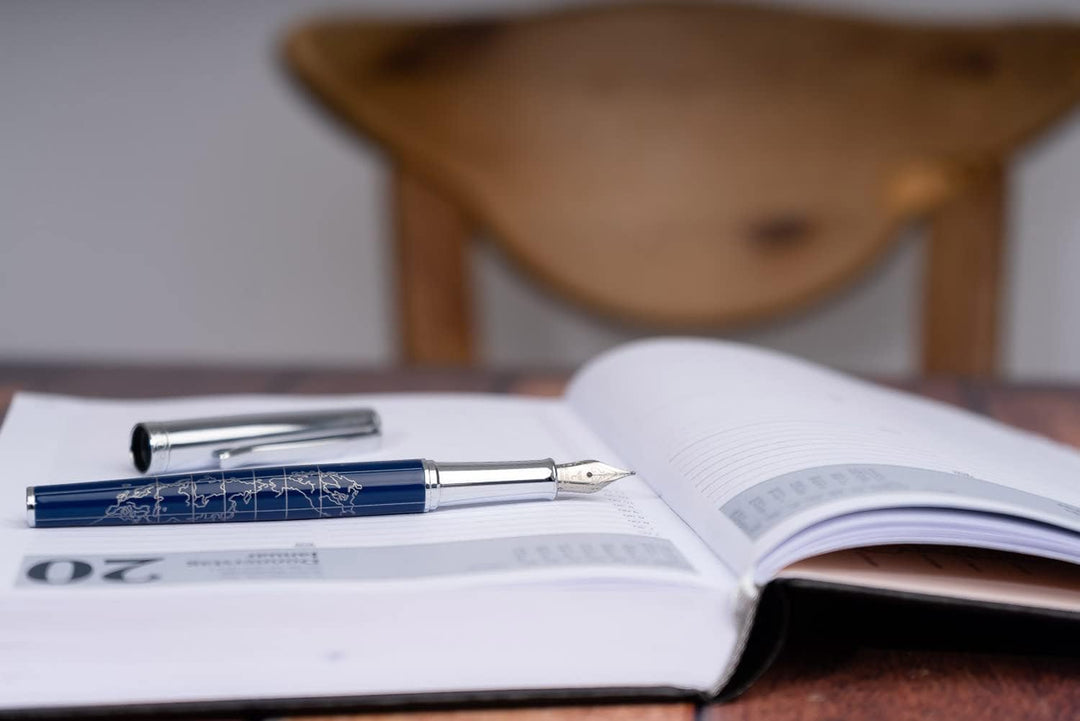 Hörner TERRA- Hochwertiger Füllfederhalter Blau I Premium Geschenkbox I Tinte in Schwarz I Luxus Des